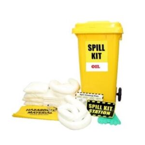 Oil Spill Kit in Wheelie Bin, 20 Gallon